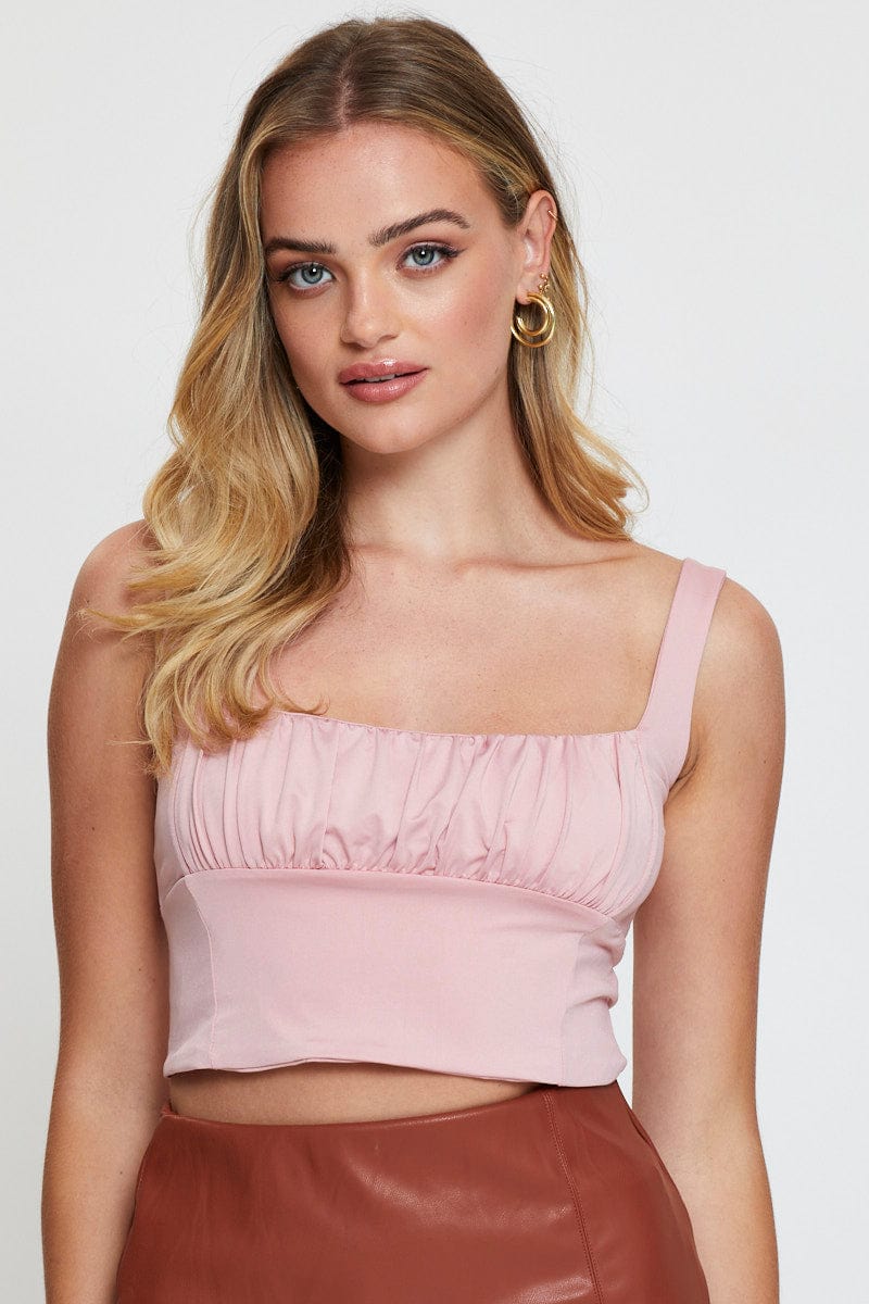 SINGLET CANDY PINK Sleeveless Crop Top for Women by Ally