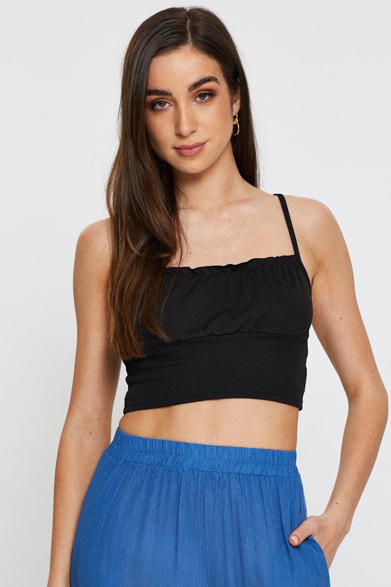 SINGLET CROP Black Crop Top for Women by Ally