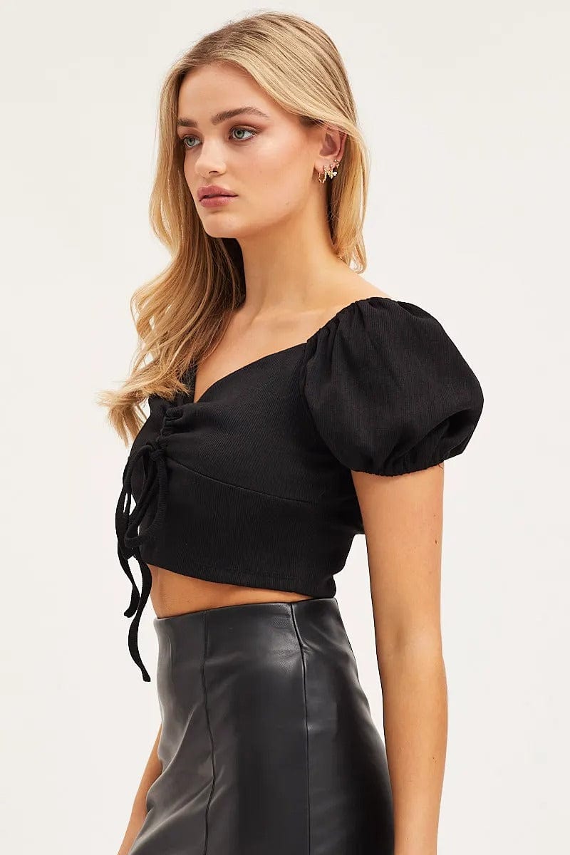 SINGLET CROP Black Top Short Sleeve Cami for Women by Ally