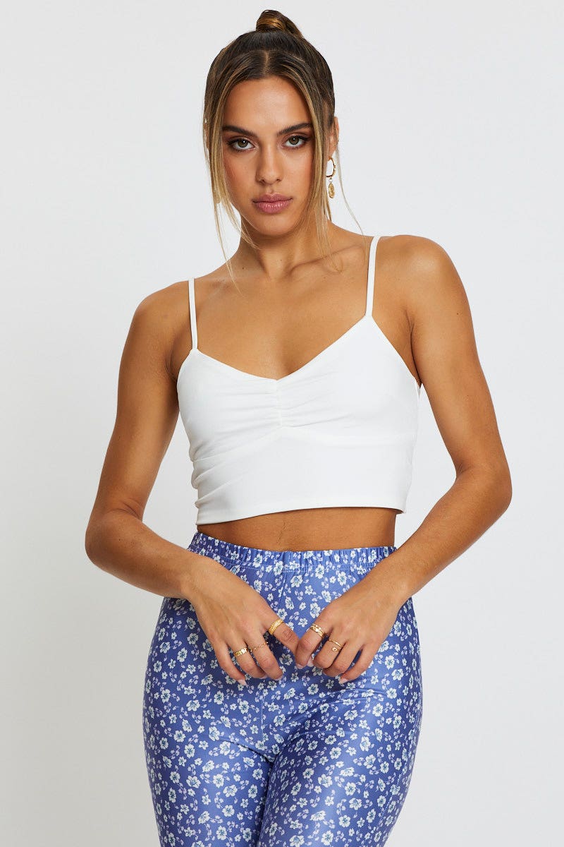 SINGLET CROP White Crop Top for Women by Ally