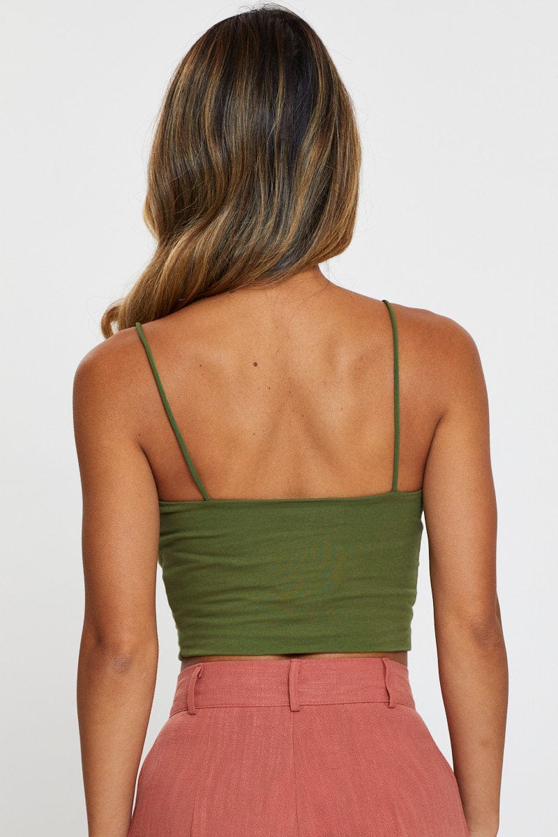 SINGLET Green Singlet Top Sleeveless for Women by Ally