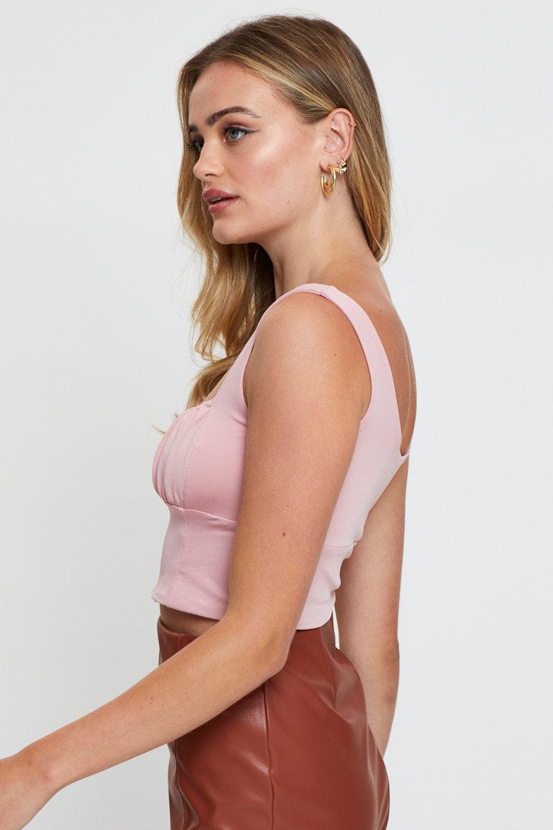 SINGLET Pink Crop Top for Women by Ally