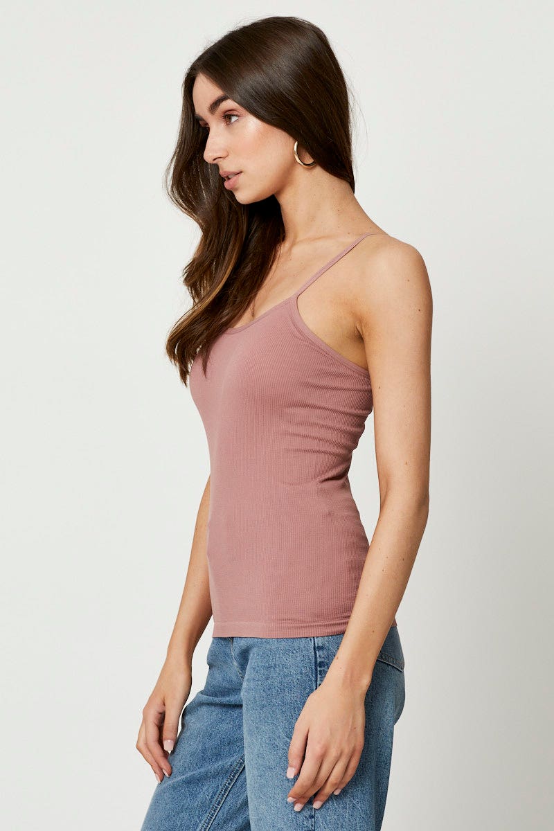 SINGLET Purple Singlet Top Round Neck Seamless for Women by Ally