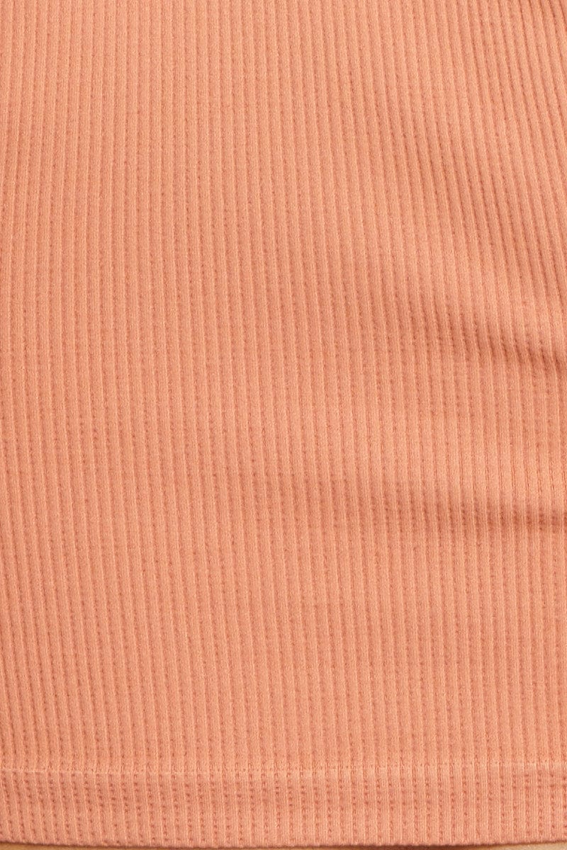 Women’s Brown Rib Top Seamless Crop | Ally Fashion