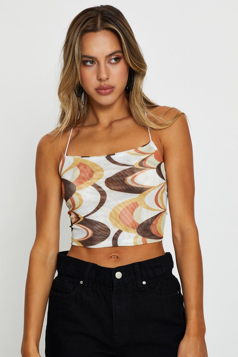 SINGLET SEMI CROP Print Crop Top for Women by Ally