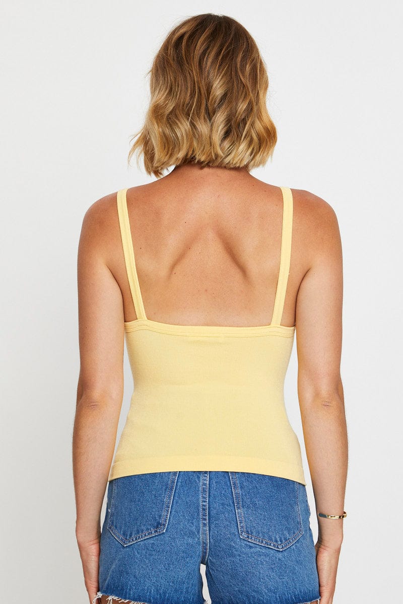 SINGLET Yellow Singlet Top Sleeveless Seamless for Women by Ally