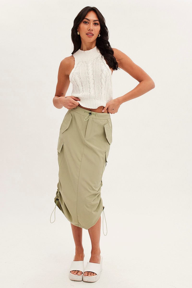 Green Cargo Skirt Ruched for Ally Fashion