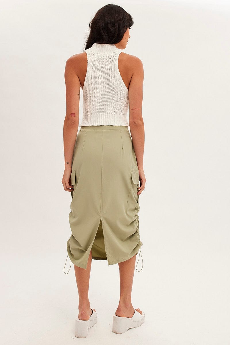 Green Cargo Skirt Ruched for Ally Fashion