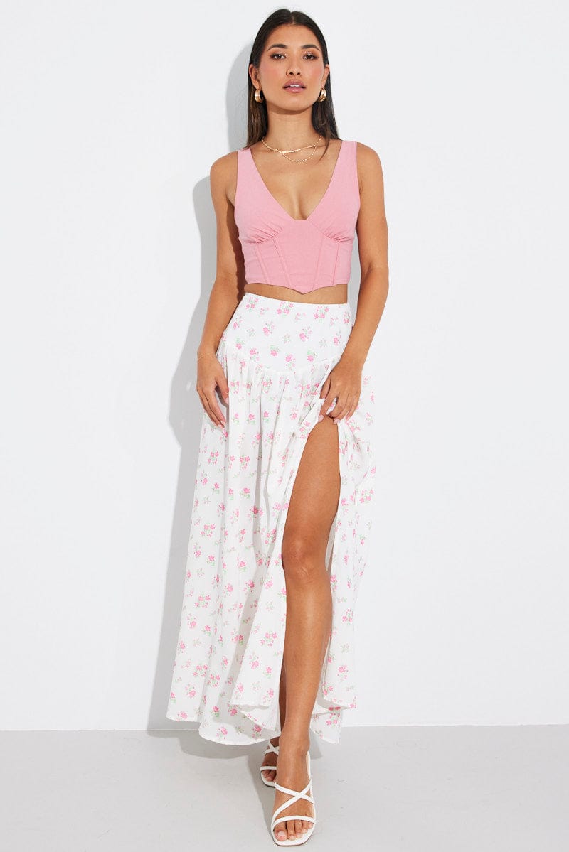 Floral maxi outlet skirt with split