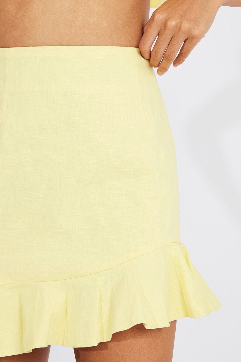 Yellow Ruffle Mini Skirt Swishy for Ally Fashion