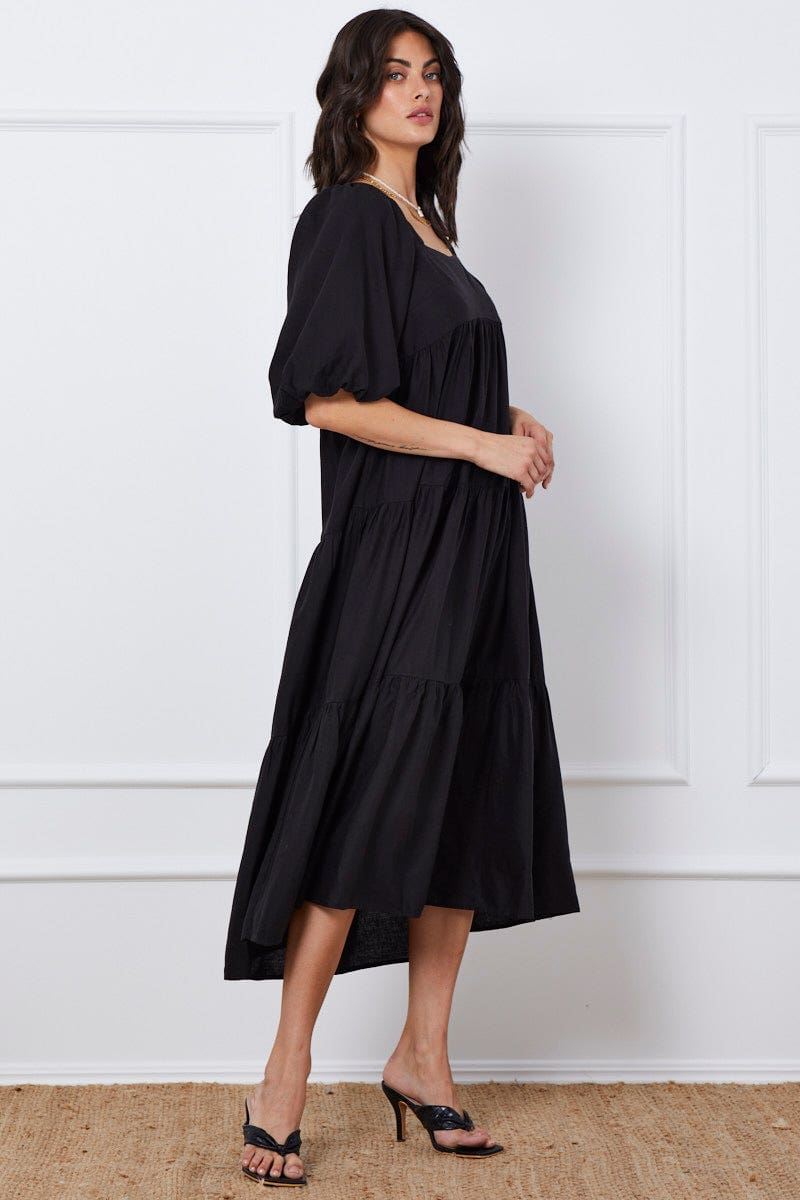 Black midi skater dress hotsell with sleeves