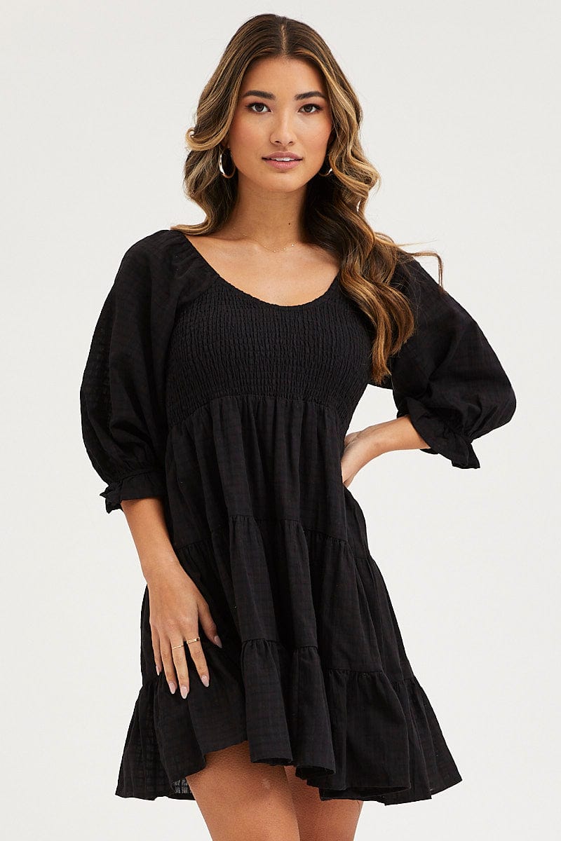 Women’s Black Mini Dress Round Neck | Ally Fashion