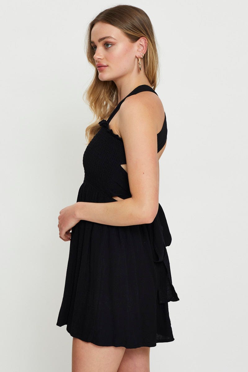 SKATER DRESS Black Mini Dress Sleeveless for Women by Ally