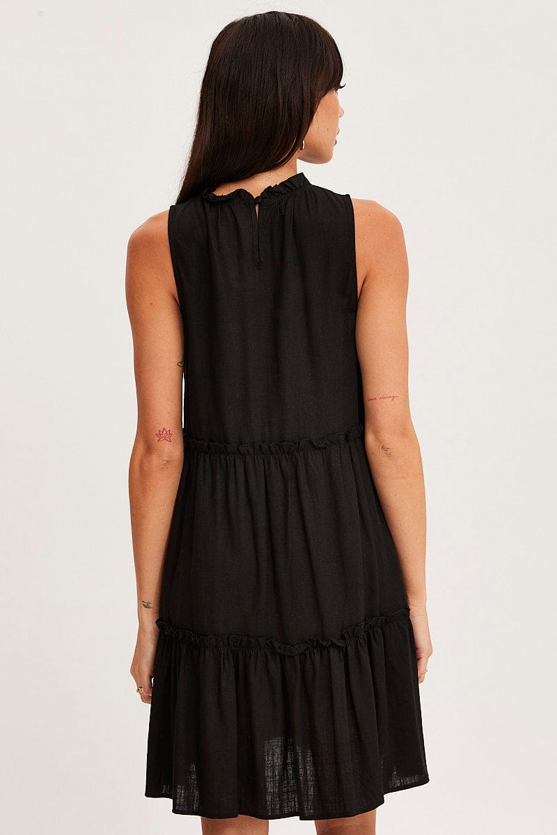 Women's Black Mini Dress Sleeveless Round Neck | Ally Fashion Women's Black Mini Dress Sleeveless Round Neck | Ally Fashion