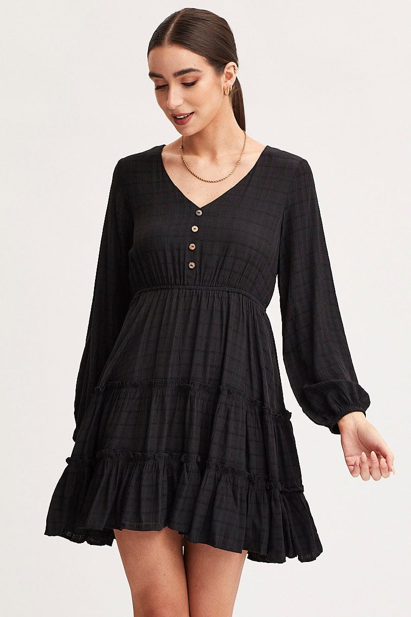black dobby mesh ruffle skater dress Vogacloset Black Dobby Mesh Ruffle Skater Dress Women Black Dresses Shop For Black Dresses In United Arab Emirates