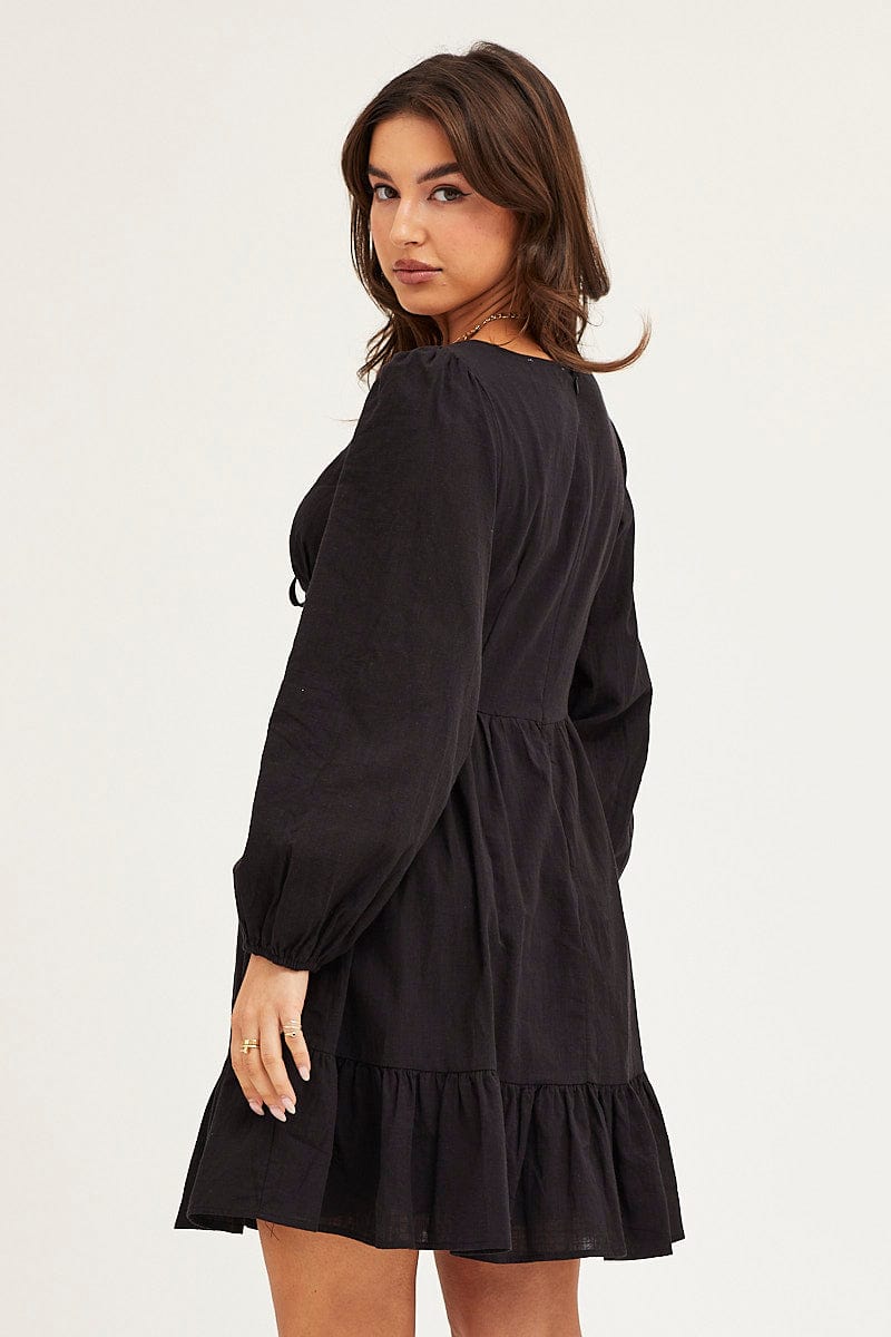 Women's Black Skater Dress Puff Sleeve Mini | Ally Fashion Women's Black Skater Dress Puff Sleeve Mini | Ally Fashion
