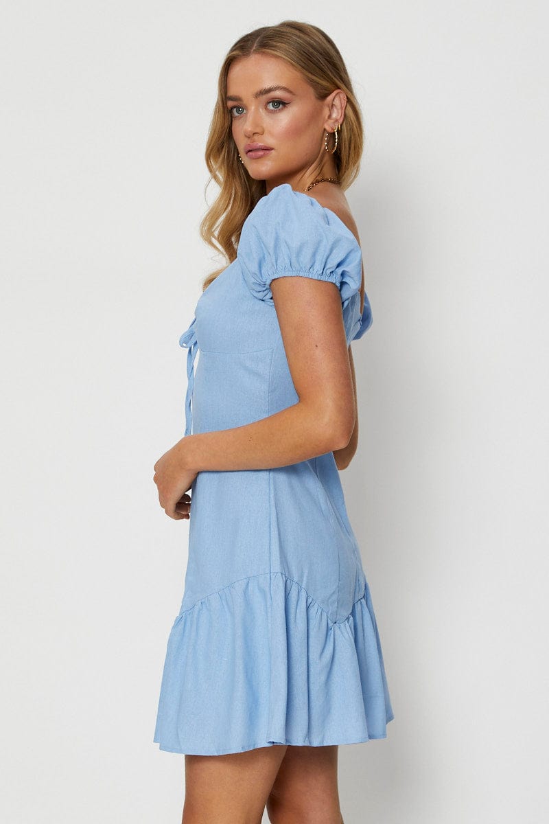 SKATER DRESS Blue Mini Dress Skater for Women by Ally