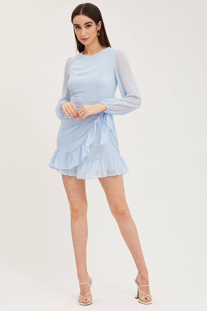 Ruffle wrap dress long 2024 sleeve