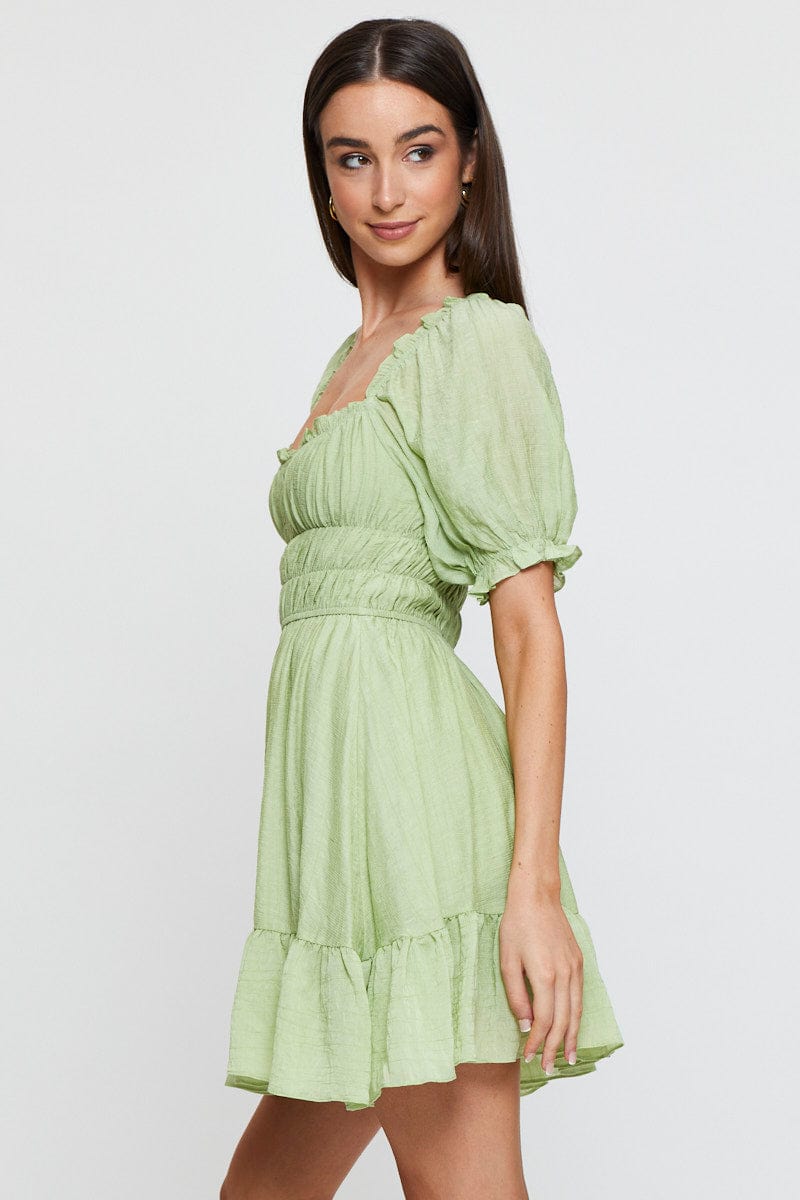 Women's Green Dress Short Sleeve Mini | Ally Fashion Women's Green Dress Short Sleeve Mini | Ally Fashion