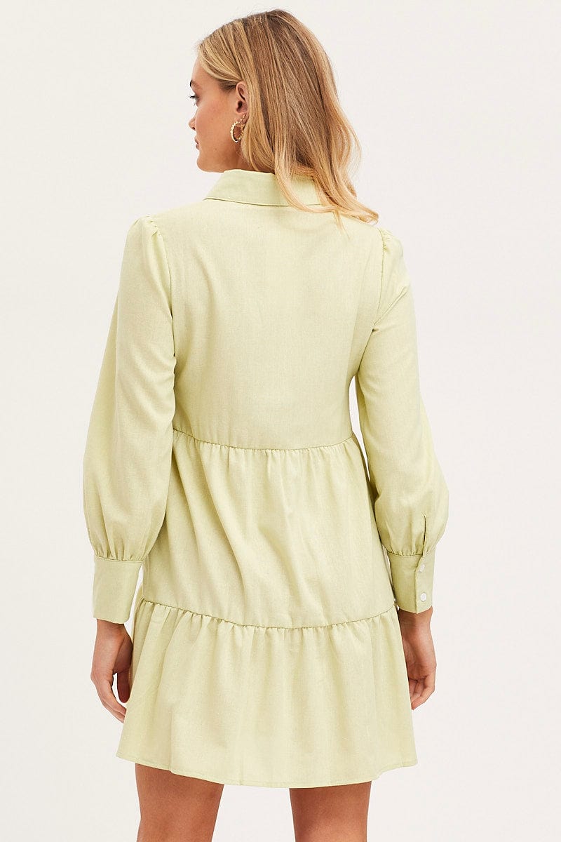 Women's Green Shirt Dress Long Sleeve Button Front | Ally Fashion Women's Green Shirt Dress Long Sleeve Button Front | Ally Fashion