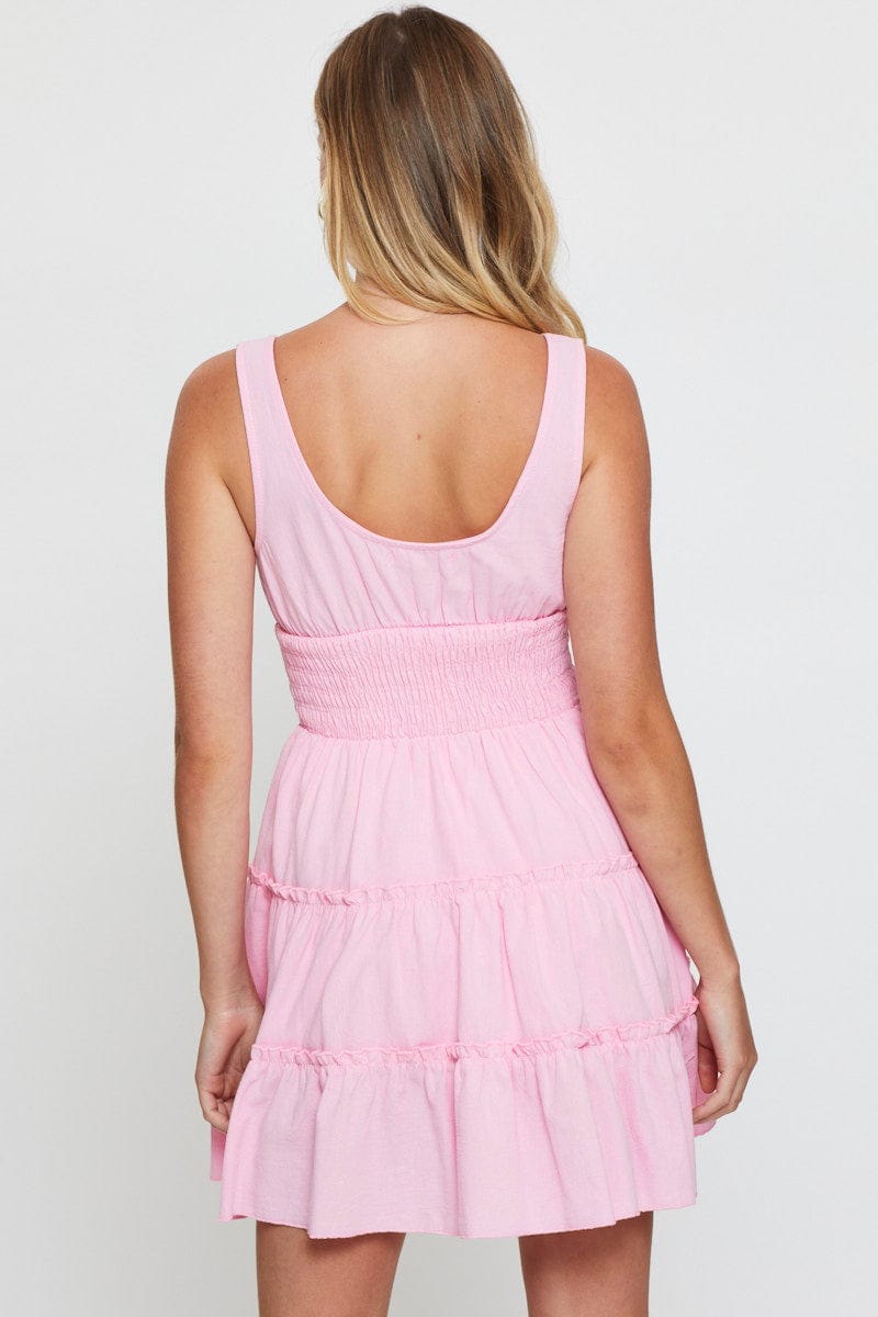 SKATER DRESS Pink A Line Dress Sleeveless Mini for Women by Ally