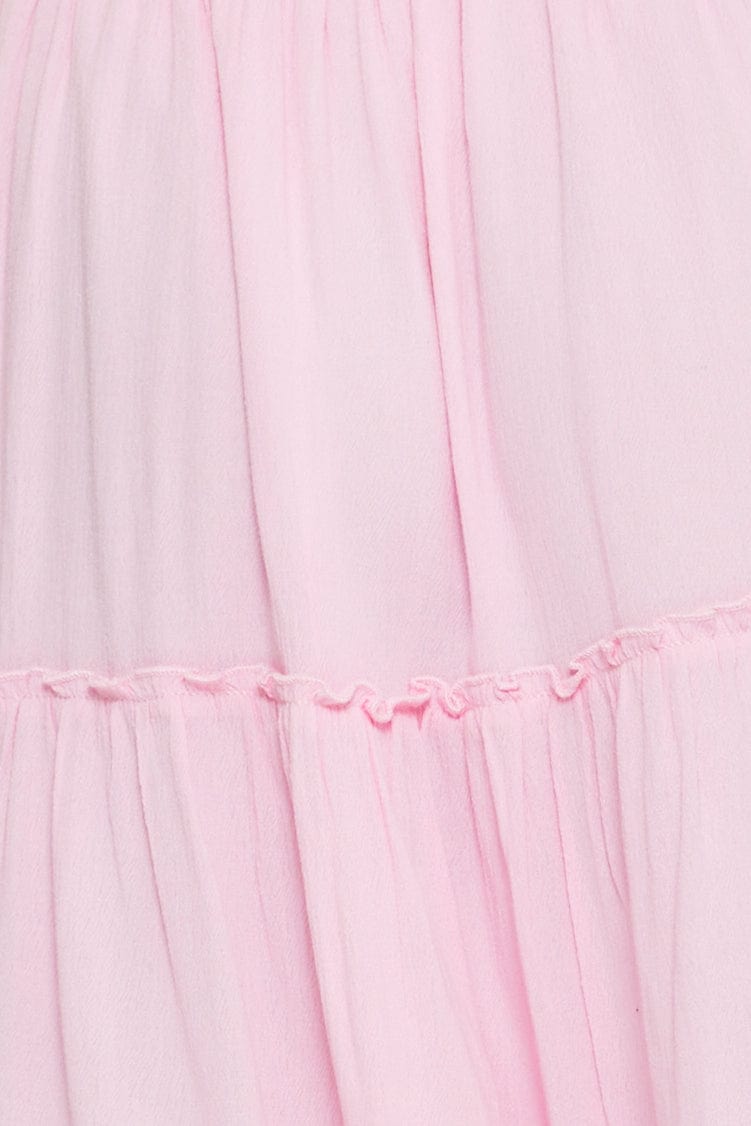 SKATER DRESS Pink Mini Dress Off Shoulder Linen for Women by Ally