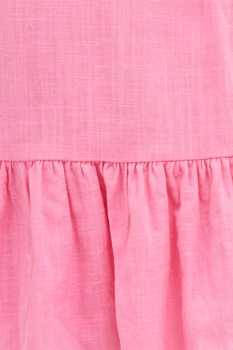 Women’s Pink Skater Dress Puff Sleeve Mini | Ally Fashion