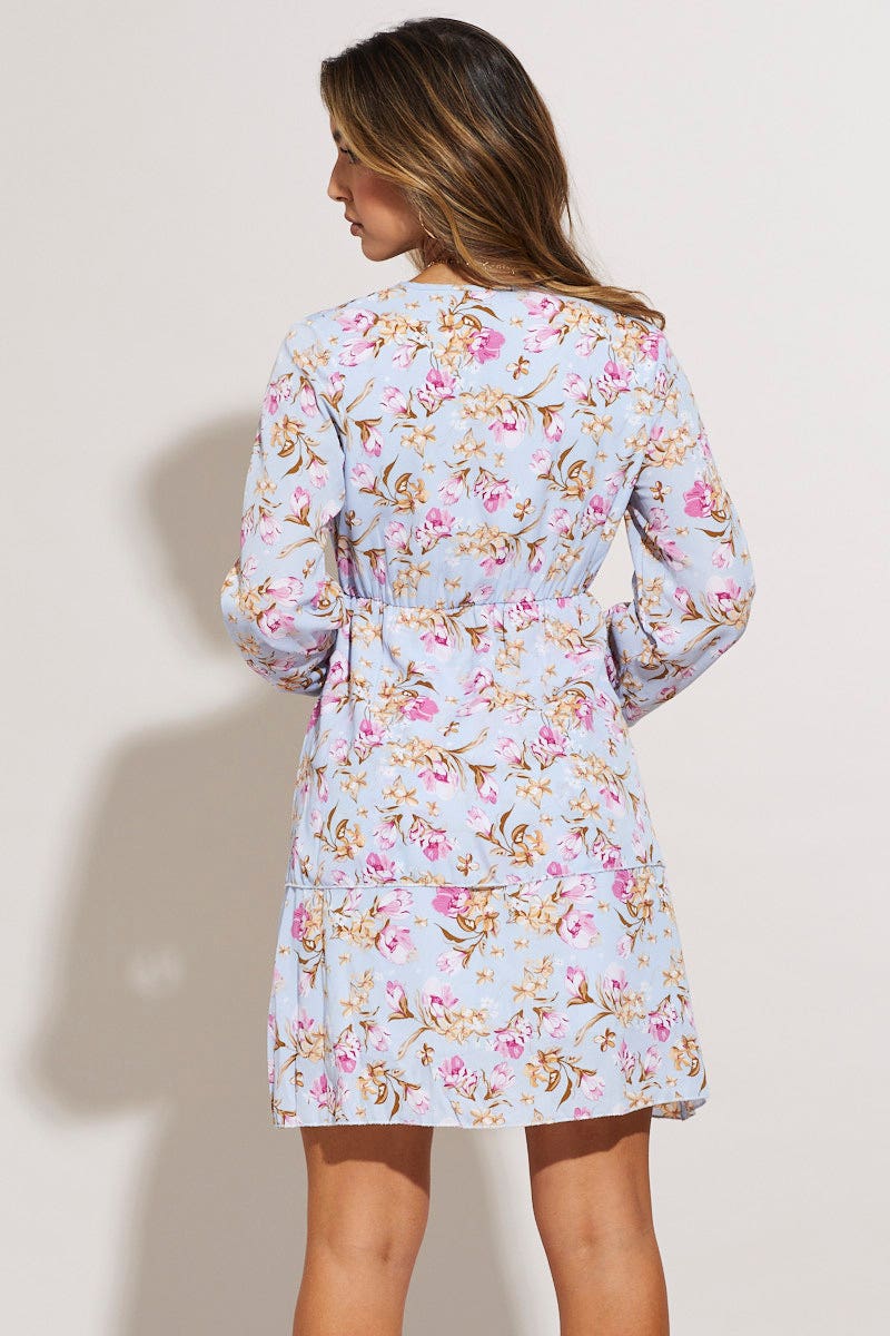 SKATER DRESS Print Mini Dress Long Sleeve for Women by Ally
