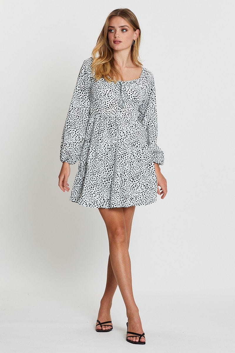 SKATER DRESS Print Mini Dress Short Sleeve for Women by Ally