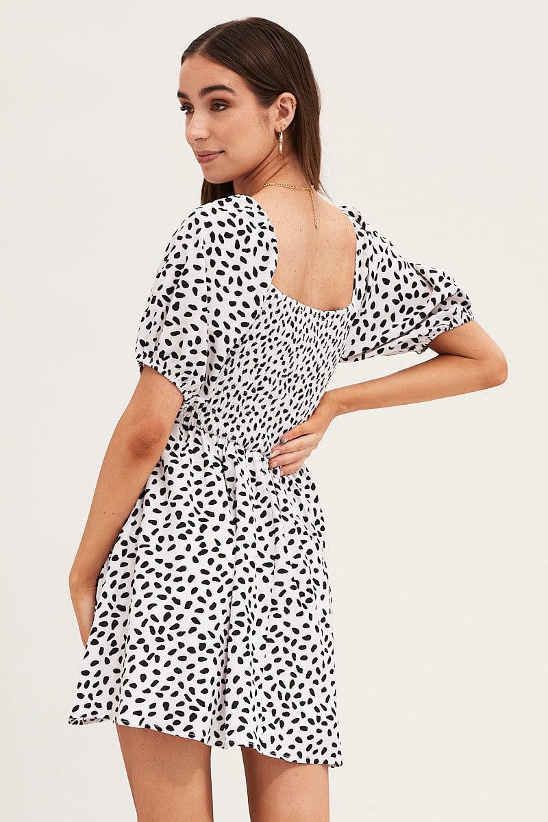 SKATER DRESS Print Puff Sleeve Skater Dress for Women by Ally