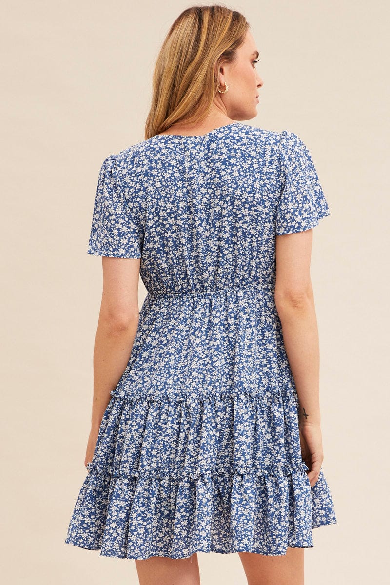 SKATER DRESS Print Short Sleeve Mini Skater Dress for Women by Ally