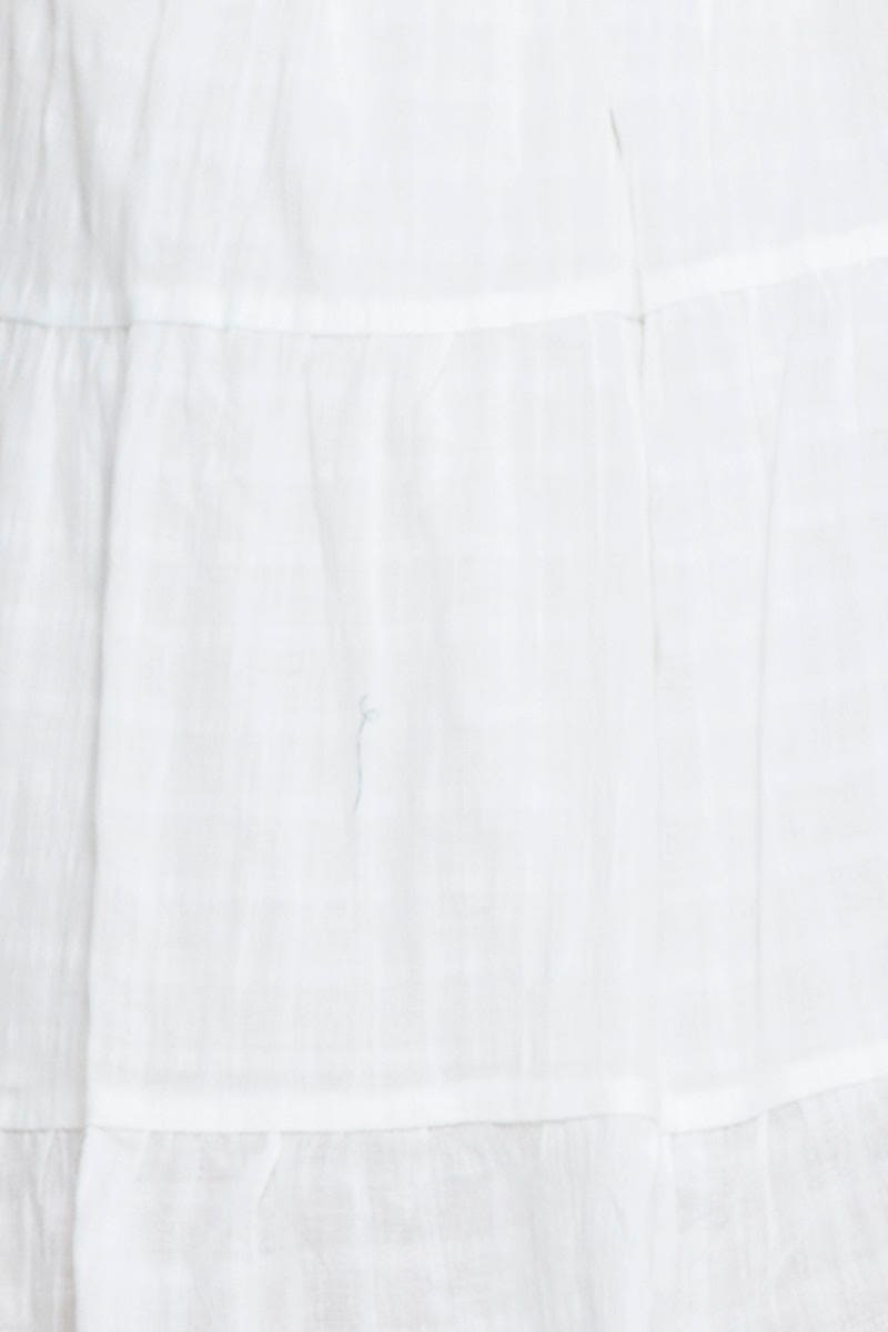 SKATER DRESS White Shirred Dress Short Sleeve Mini for Women by Ally