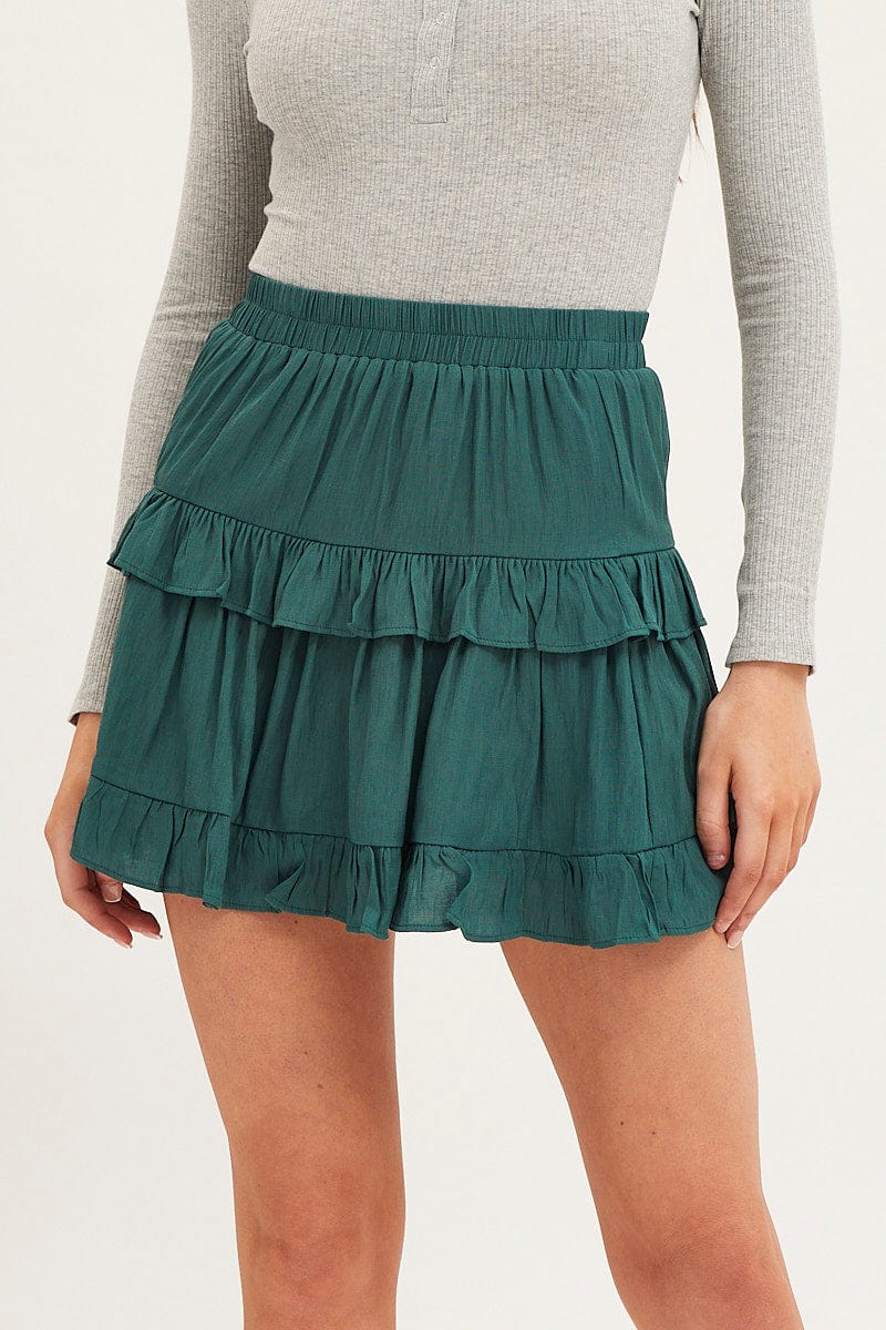 Women’s Blue Flare Skirt Mini High Rise | Ally Fashion