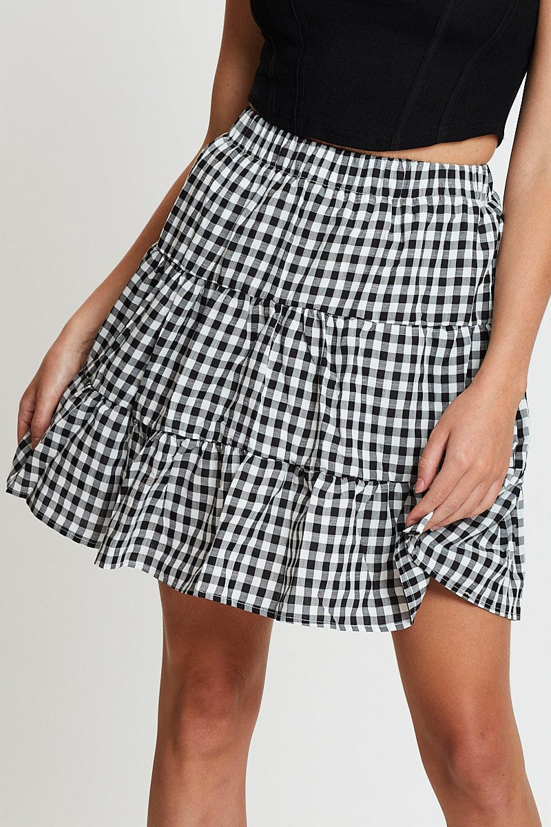 Women’s Check Flare Skirt Mini High Rise | Ally Fashion