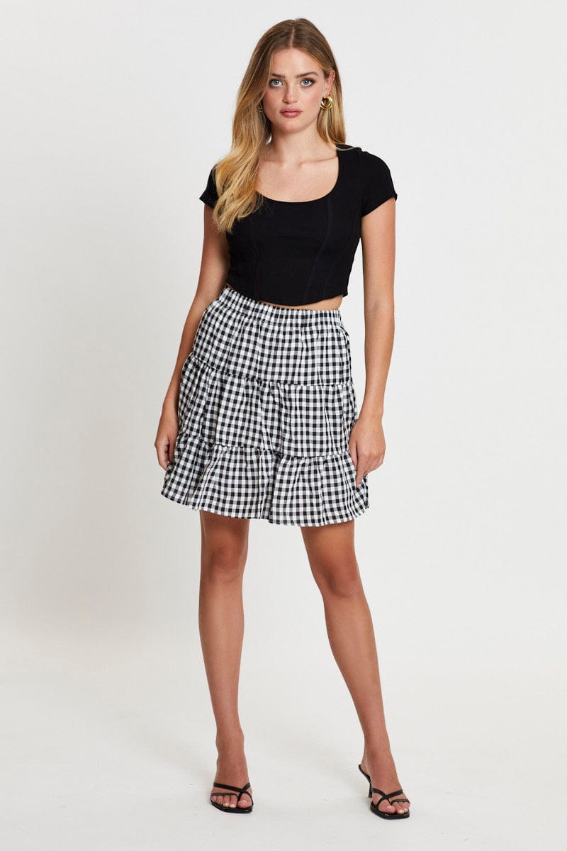 SKATER SKIRT Check Flare Skirt Mini High Rise for Women by Ally