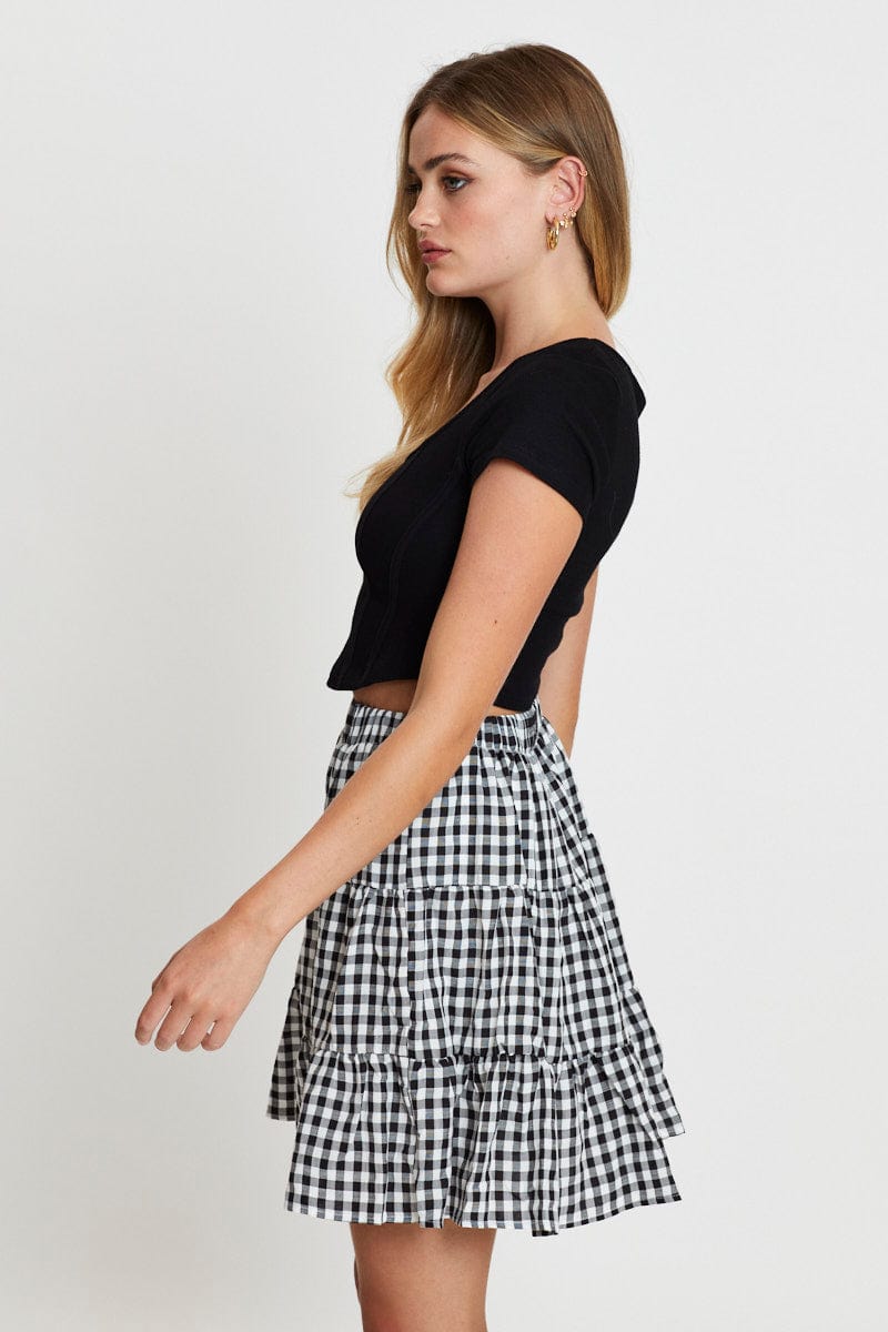 SKATER SKIRT Check Flare Skirt Mini High Rise for Women by Ally