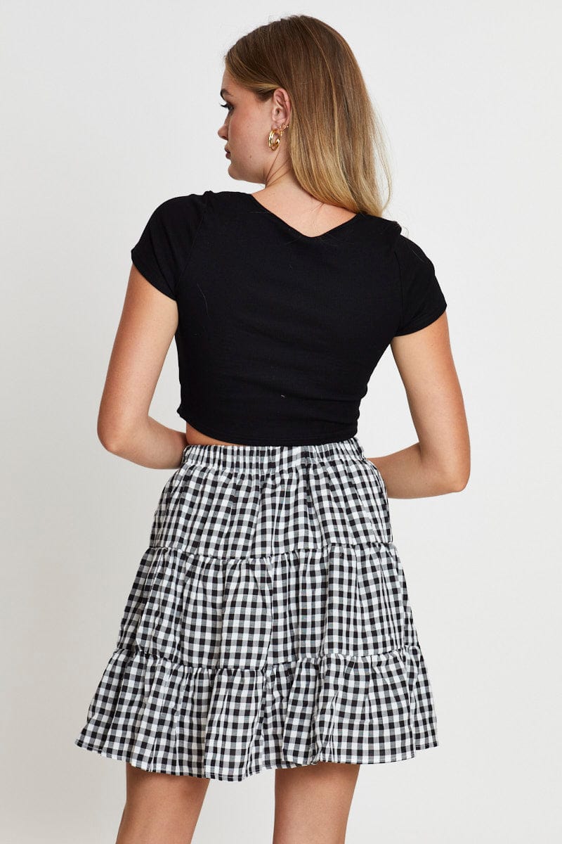 SKATER SKIRT Check Flare Skirt Mini High Rise for Women by Ally