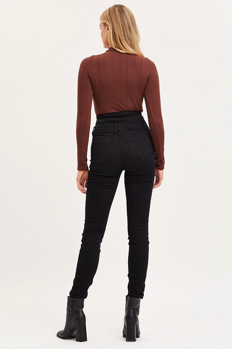 SKINNY JEAN Black Skinny Denim Jeans High Rise for Women by Ally