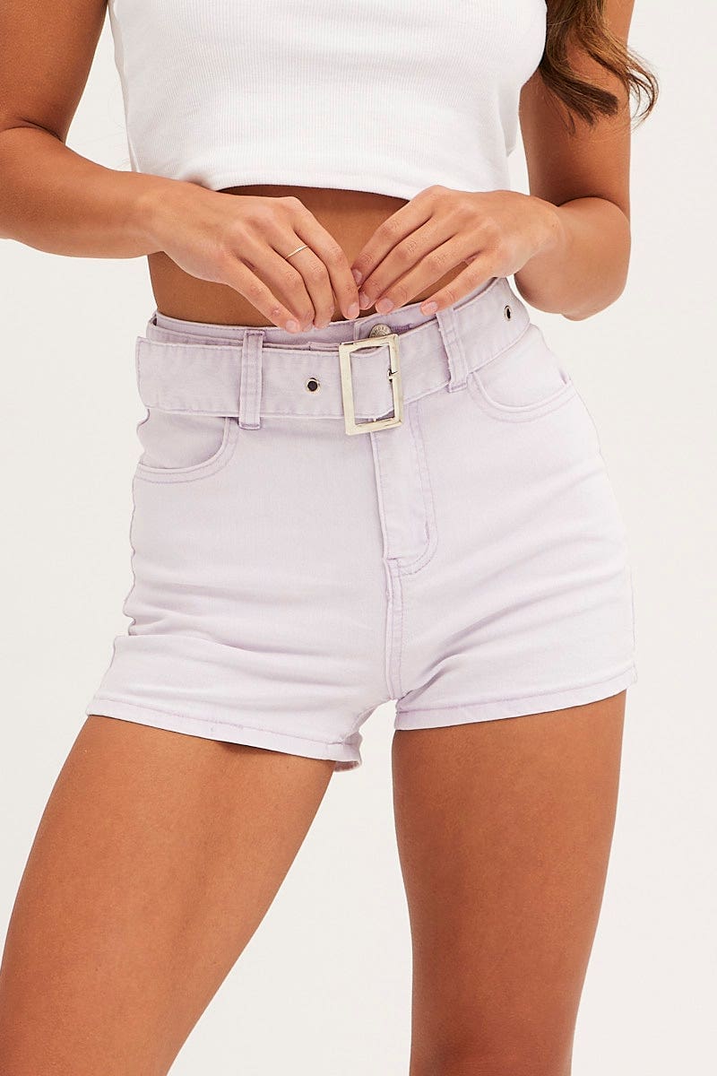 SKINNY SHORT Purple High Waist Denim Shorts Skinny for Women by Ally