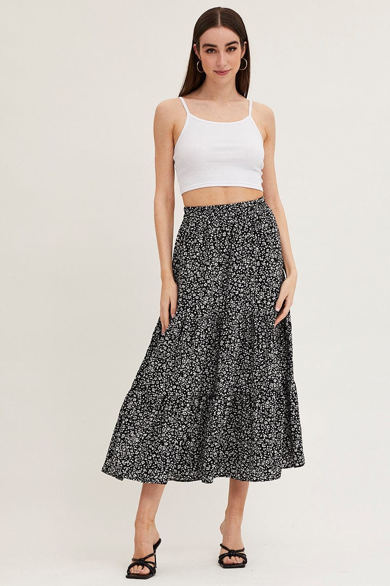 Print Maxi Skirt High Rise for Ally Fashion