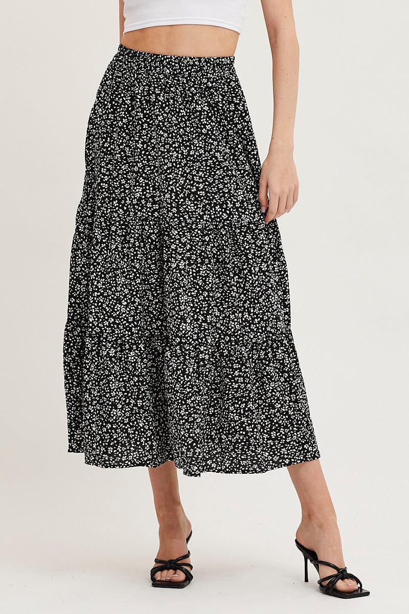Print Maxi Skirt High Rise for Ally Fashion