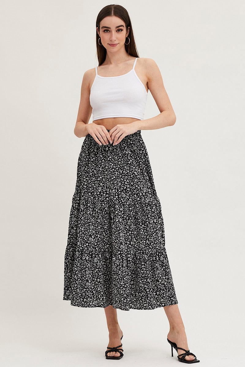 Print Maxi Skirt High Rise for Ally Fashion