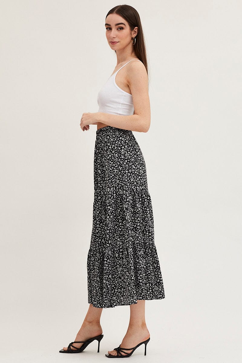 Print Maxi Skirt High Rise for Ally Fashion