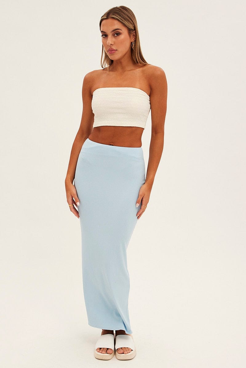 Blue High Waist Jersey Skinny Maxi Skirt for Ally Fashion