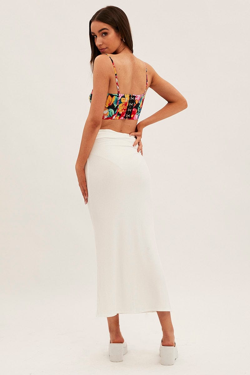 White High Waist Jersey Skinny Maxi Skirt for Ally Fashion