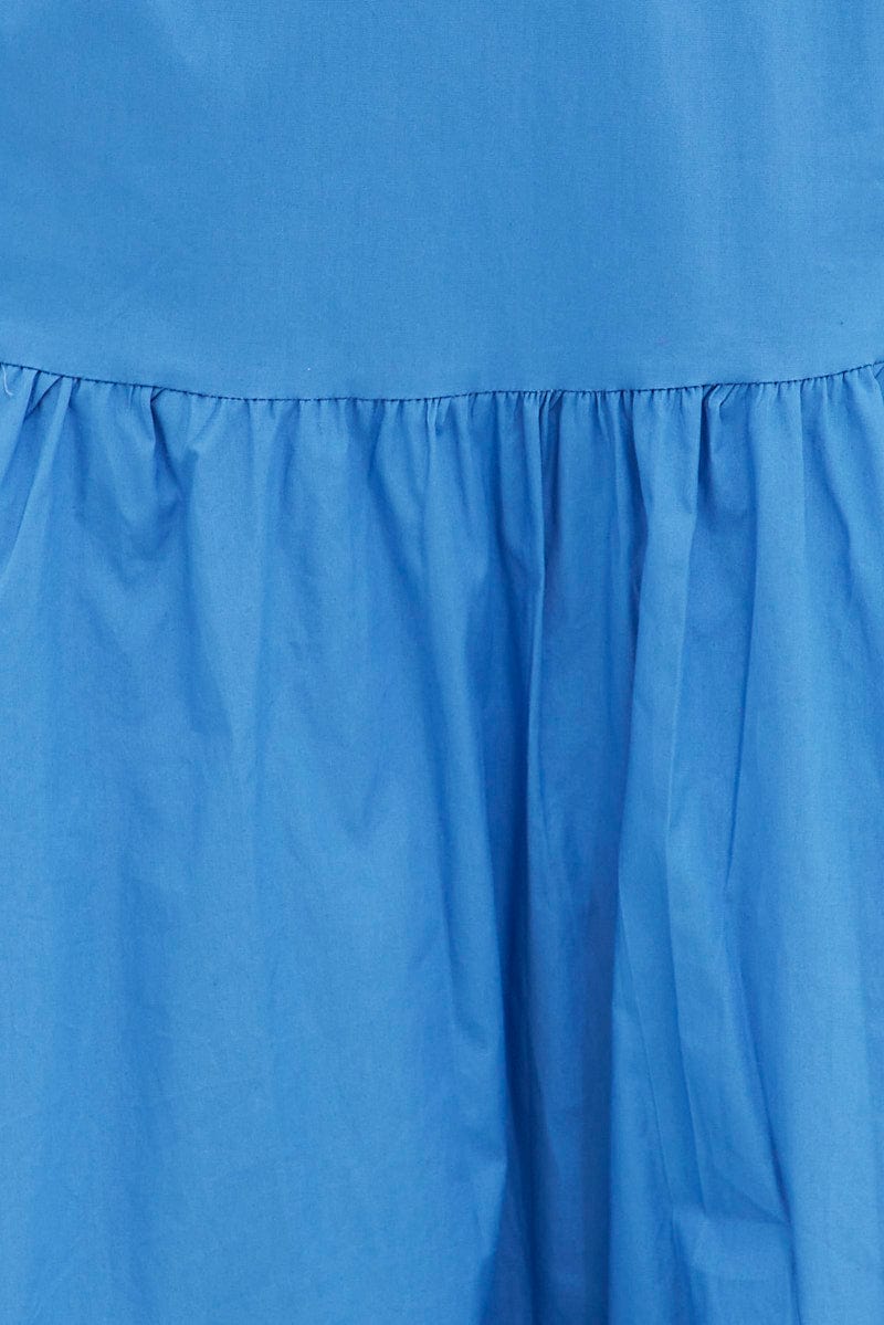 Blue Maxi Skirt High Rise Tiered for Ally Fashion