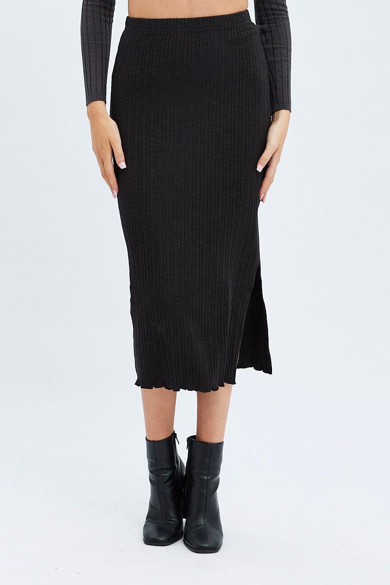 Black Maxi Skirt Side Slit for Ally Fashion