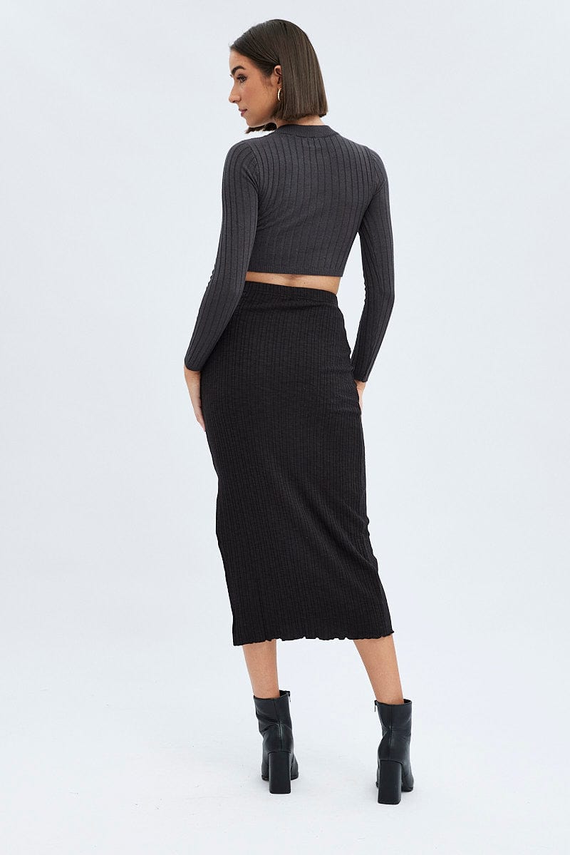 Black Maxi Skirt Side Slit for Ally Fashion