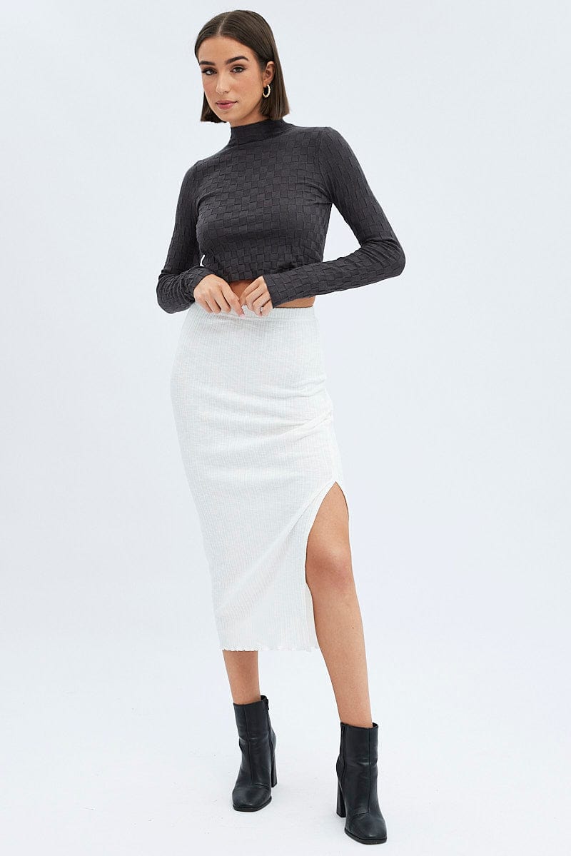 White Maxi Skirt Side Slit for Ally Fashion