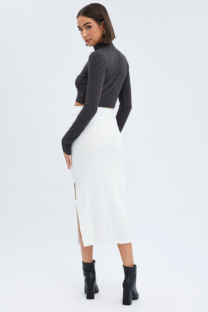 White Maxi Skirt Side Slit for Ally Fashion